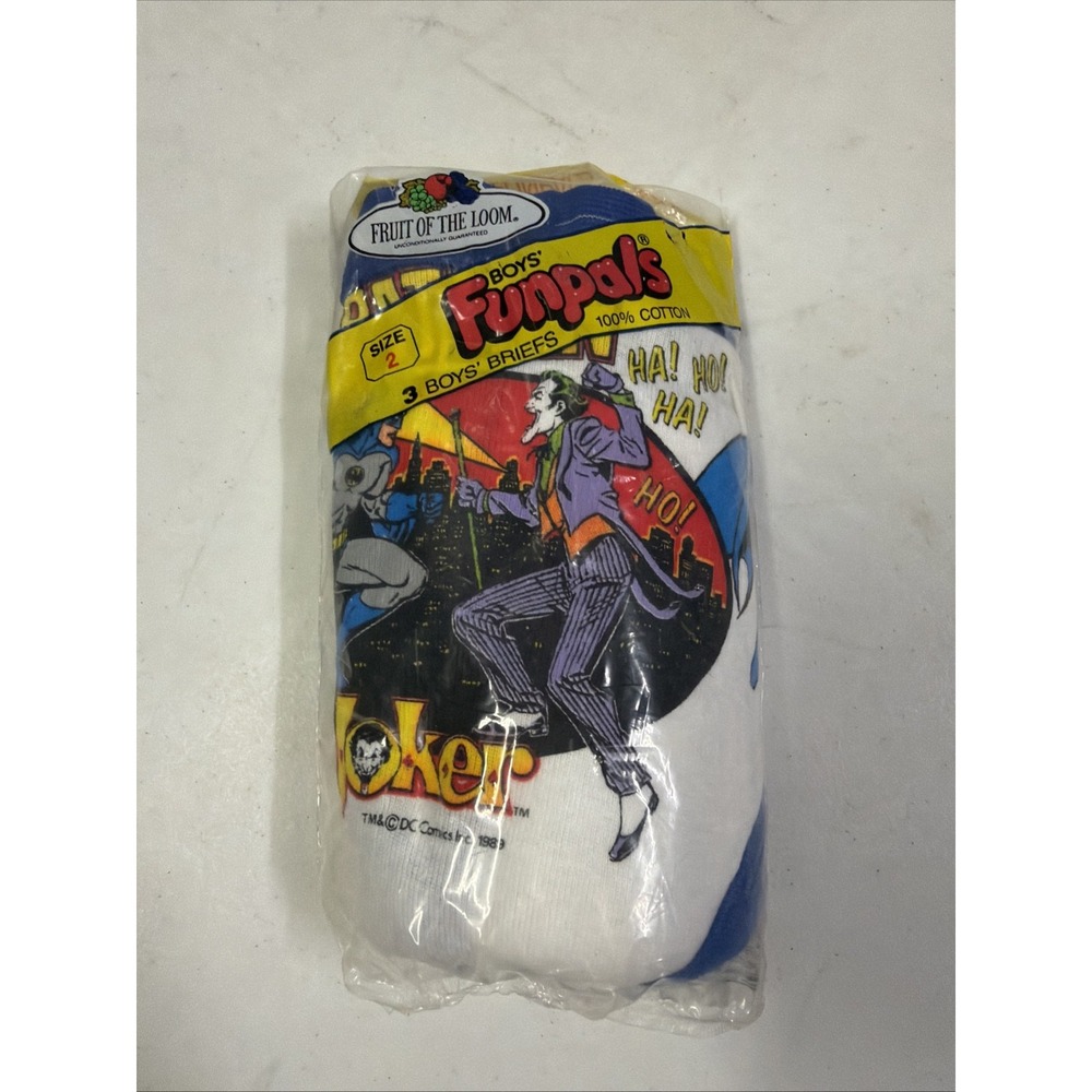 Vintage NEW SEALED 1989 Fruit of the Loom Funpals Boys Joker Batman Briefs Sz 2